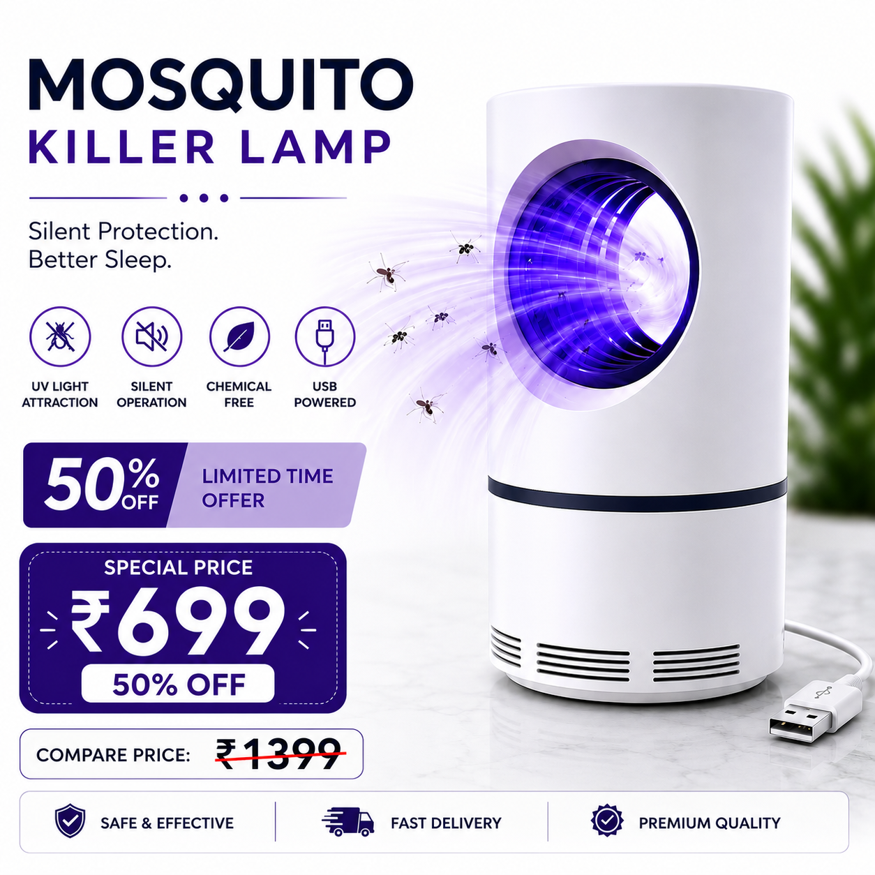 ⚡ 50% OFF Today – Portable Mosquito Killer Lamp